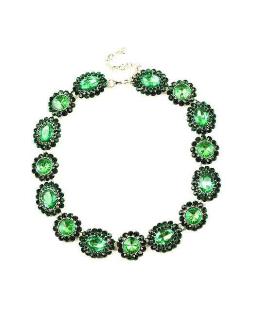 Eye Candy LA Green Luxe Glass Crystal Elizabeth Statement Necklace