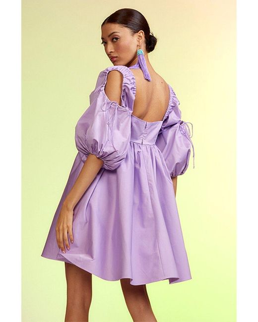 Cynthia Rowley Purple Halle Cold; Shoulder Dress