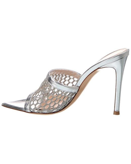 Gianvito Rossi White Leather & Canvas Sandal