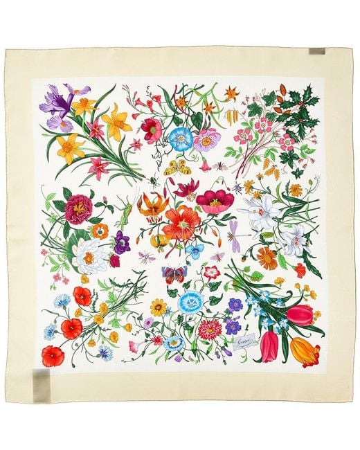Gucci Yellow Floral Silk Scarf