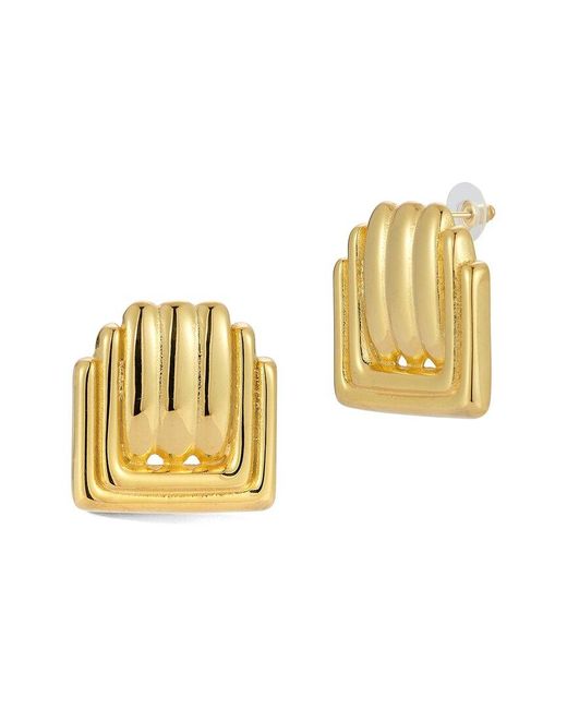 Glaze Jewelry Metallic Plated Stainless Steel Sculptural Statement Stud Earrings