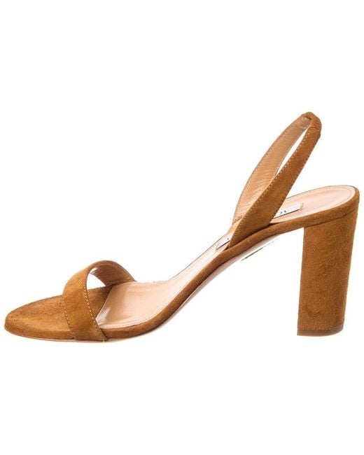 Aquazzura Brown So Nude Block 85 Suede Slingback Sandal