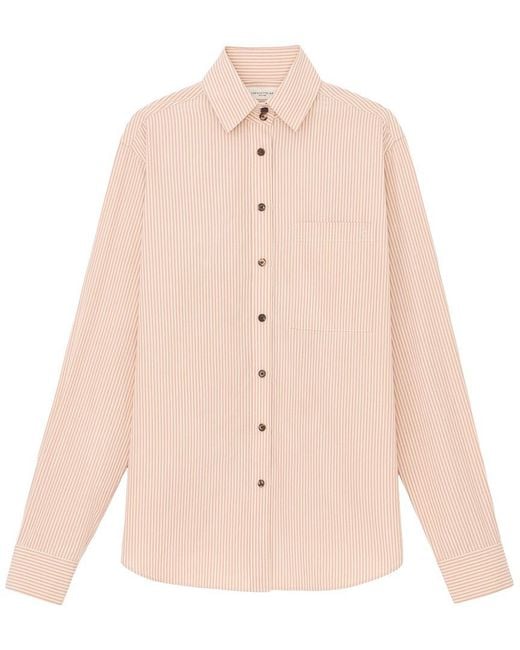 Lafayette 148 New York Pink Petite High Collar Pocket Shirt