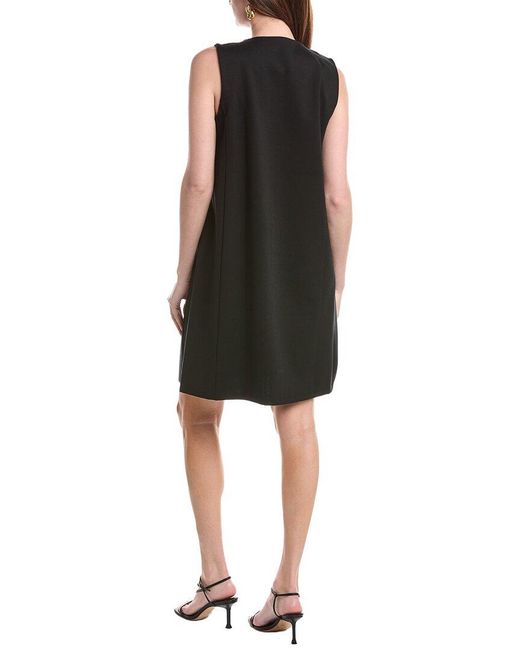 Eileen Fisher Black Split Neck Shift Dress