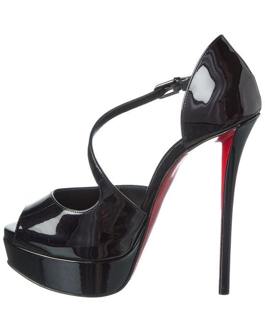 Christian Louboutin Black Miss Zigourata Alta 160 Patent Platform Sandal