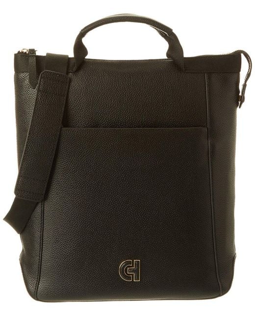 Cole Haan Black Grand Ambition Convertible Solid Leather Backpack