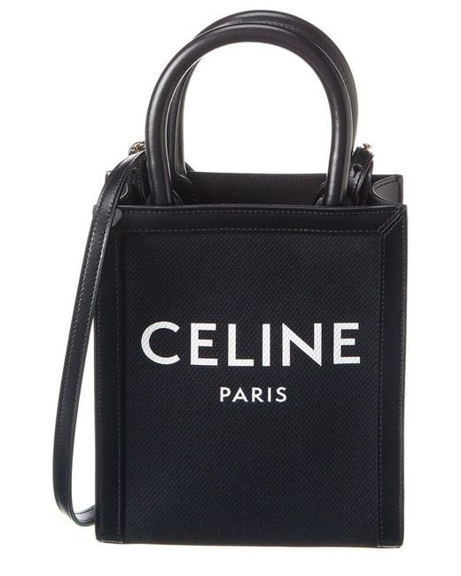Céline Black Mini Vertical Cabas Canvas & Leather Tote
