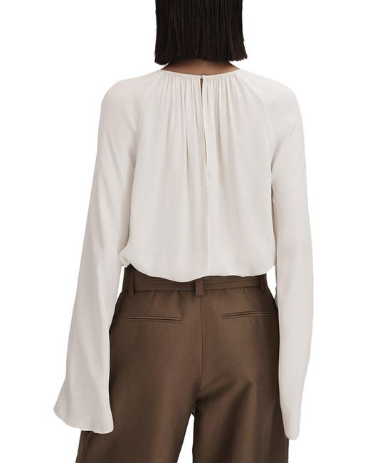 Reiss White Gracie Cut Out Detail Blouse