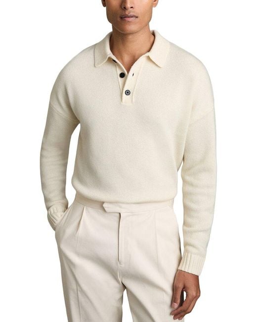 Reiss White Jacob Relaxed Wool-Blend 1/2-Zip for men