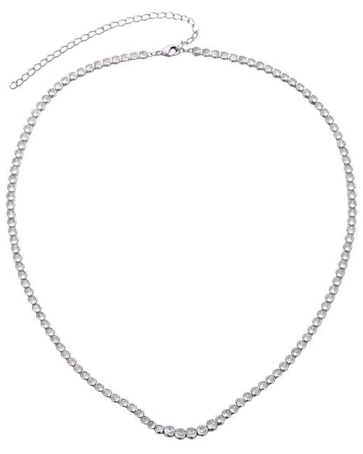 Adornia Metallic Plated Bezeled Crystal Tennis Necklace