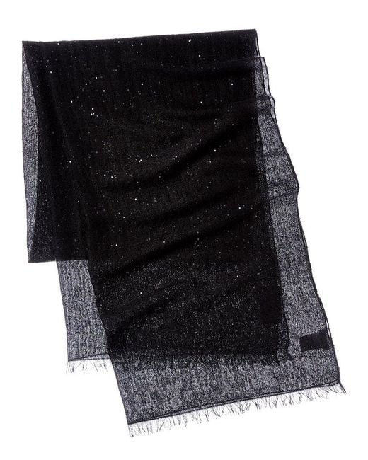 Brunello Cucinelli Black Cashmere & Silk-Blend Scarf