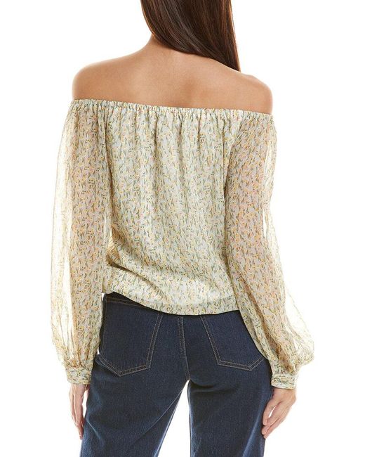 Vince Camuto Natural Off-The-Shoulder Balloon Sleeve Lurex Top