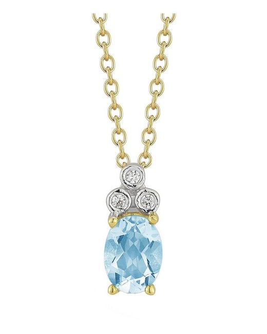 Reiss 14k 1.55 Ct. Tw. Diamond & Blue Topaz Necklace