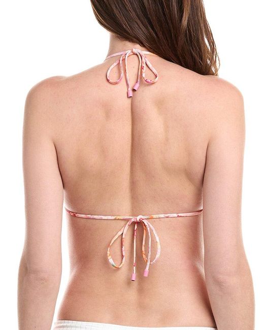 Monte and Lou Pink Crochet Slide Triangle Bikini Top
