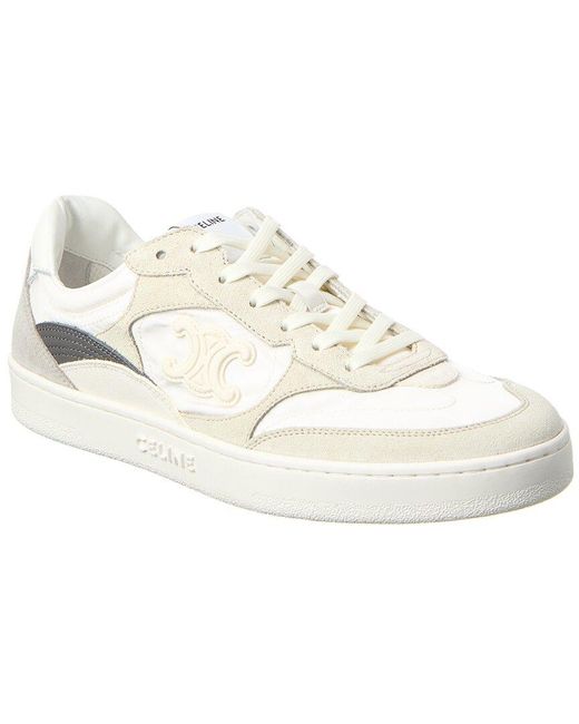 Céline White Ct-12 Leather & Suede Sneaker