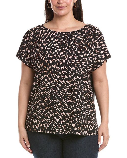 Anne Klein Black Plus Knit Back Shirt