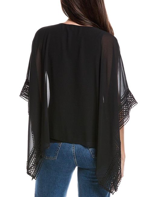 Joseph Ribkoff Black Lace Trim Poncho Top