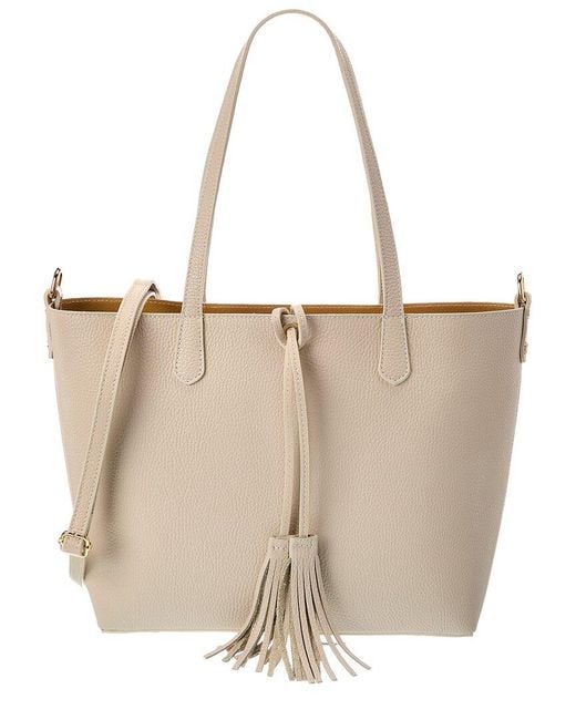 Italian Leather Natural Romy Leather Top Handle Bag
