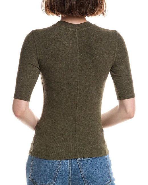 FRAME Green The Heather Rib Crew T-Shirt