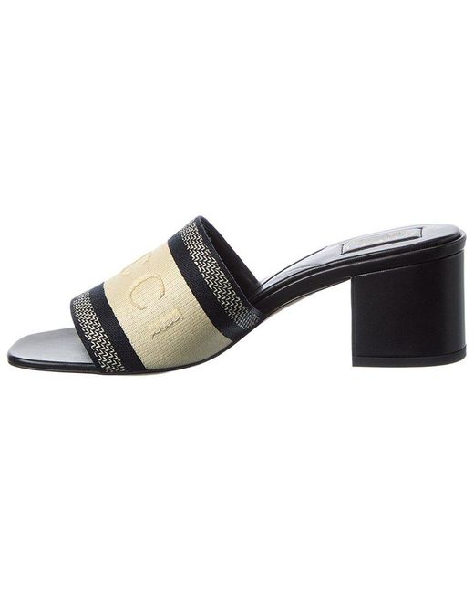 Gucci Black Web Canvas Mule