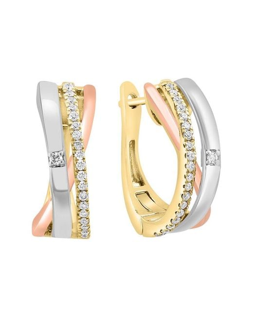 Effy Fine Jewelry Metallic 14K 0.21 Ct. Tw. Diamond Earrings