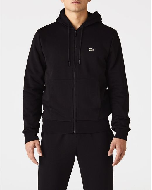 Lacoste Zip-up Fleece Hoodie in Black for Men | Lyst