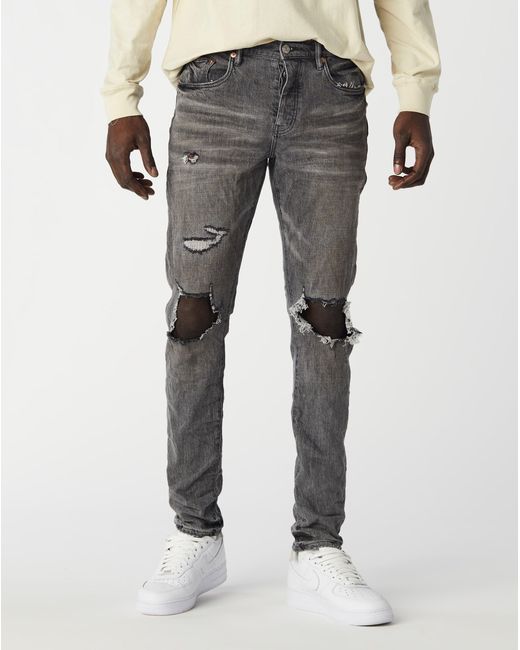 Purple Brand Denim Faded Grey Distress Jeans in Gray for Men | Lyst