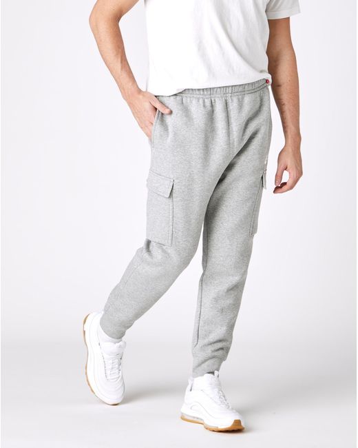 nike club cuffed cargo sweatpants in dark gray