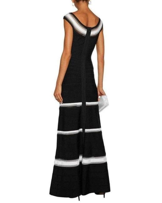 Hervé Léger Black Mariana Lattice Trimmed Bandage Gown