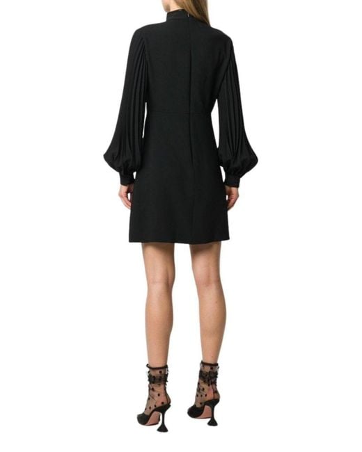 Gucci Black Heart Cutout Pleated Crepe Dress