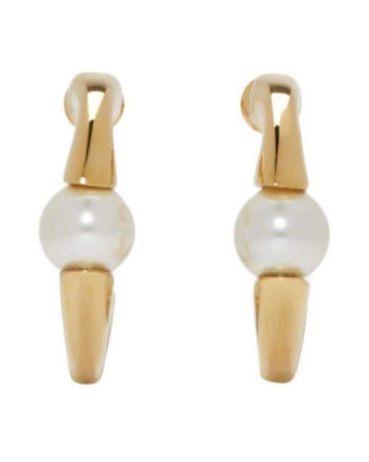Chloé Metallic Darcey Swarovski Pearls Plated Brass Half Hoop Earrings