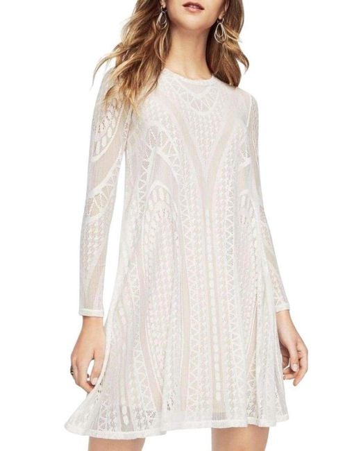 BCBGMAXAZRIA White Long-sleeve Lace Dress
