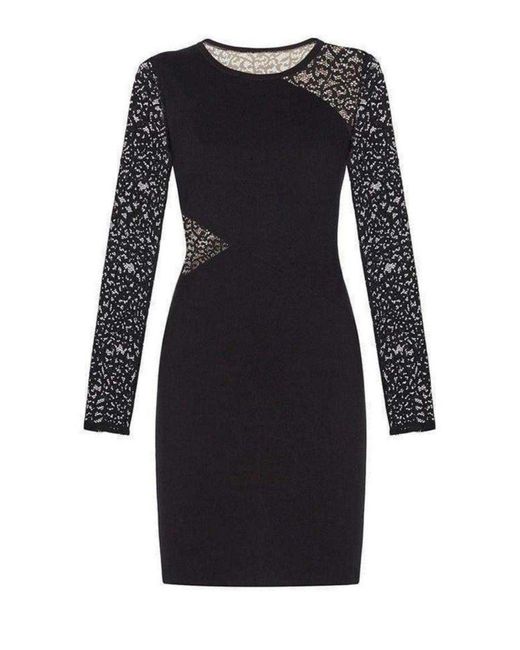 BCBGMAXAZRIA Black Jorden Lace-contrast Body-con Dress