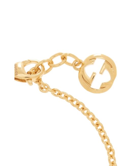 Gucci Metallic Script Crystal Logo Bracelet Gold