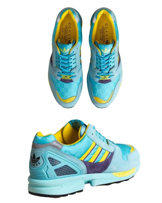 Gucci Blue Adidas Zx 8000 Two Tone Suede Sneakers