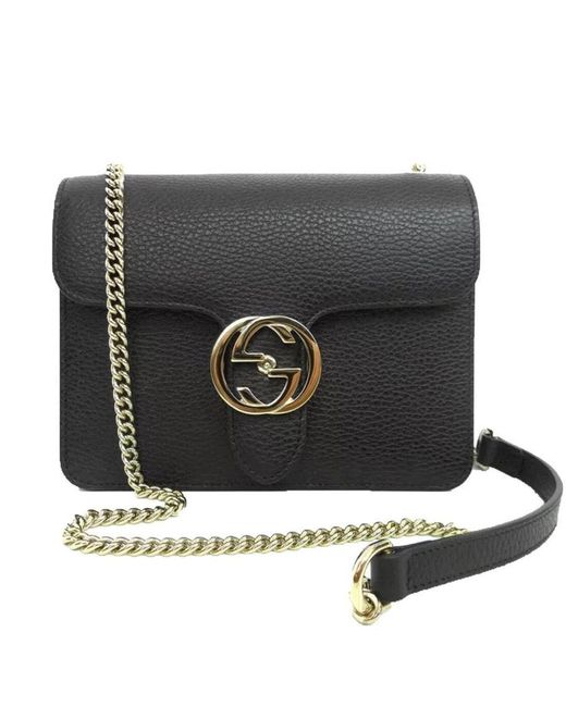 Gucci Black Leather Marmont Interlocking GG Crossbody Bag | Lyst UK
