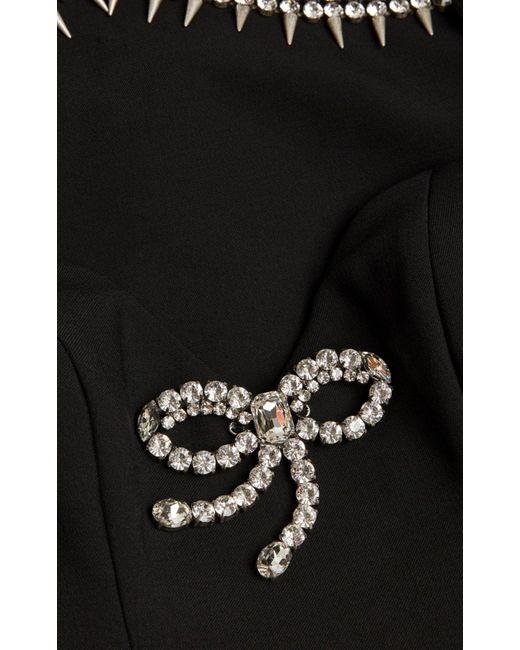 Area Black Crystal Spike Mini Dress