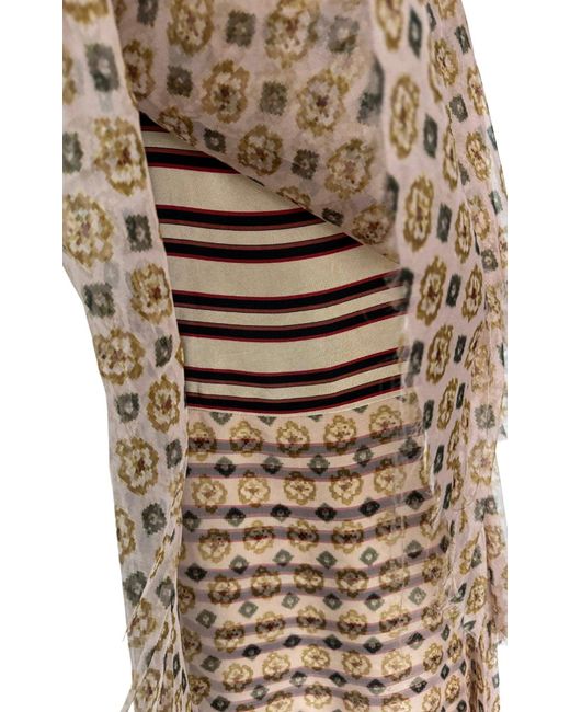 Dries Van Noten Natural Tiered Chiffon Slip Silk Dress