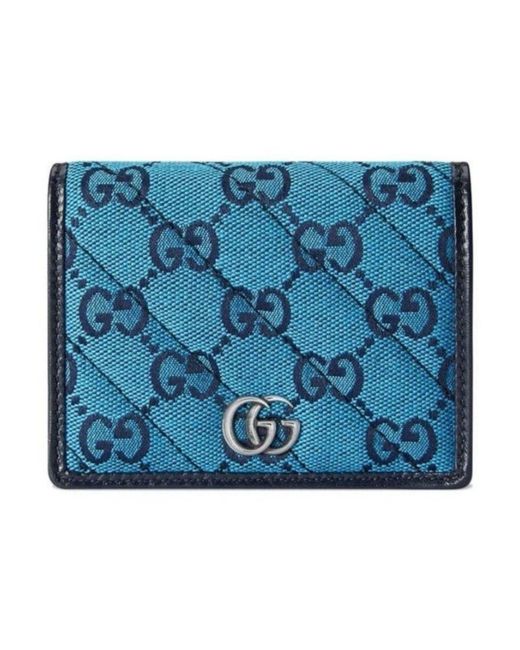 Gucci Blue Gg Marmont Multicolor Wallet