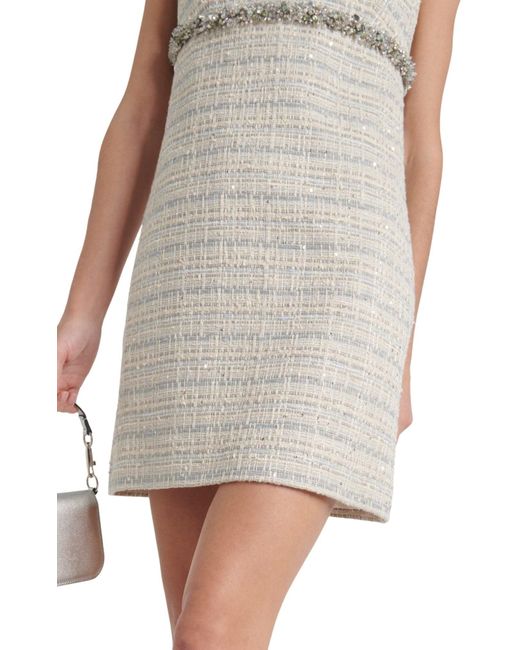 Valentino Natural Crystal-trim Sequinned Tweed Mini Dress