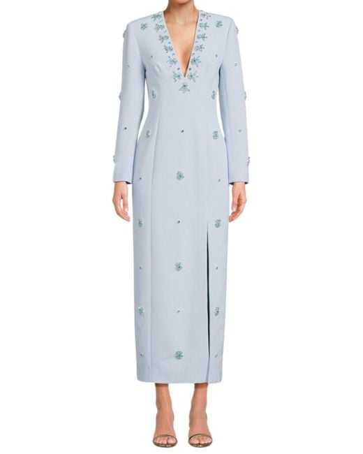 Huishan Zhang Blue Aurore Crystal-embellished Midi Dress