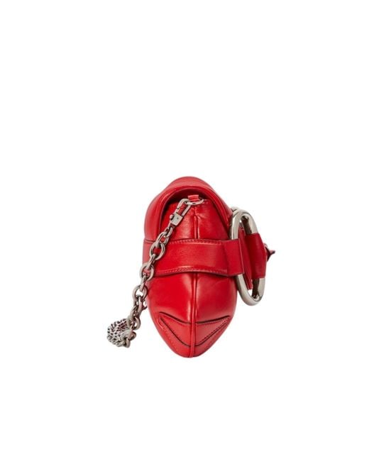 Gucci Red Horsebit Chain Medium Shoulder Bag