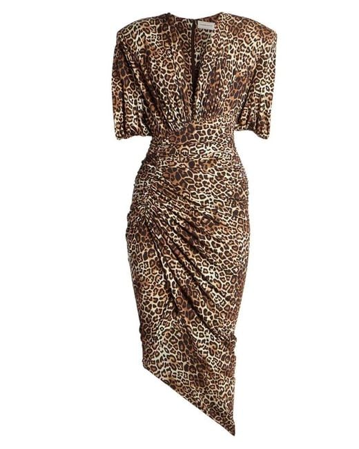 Alexandre Vauthier Brown Leopard-print Ruched Dress