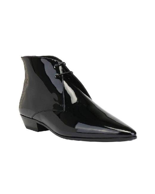 Saint Laurent Black Pathen Leather Ankle Boots