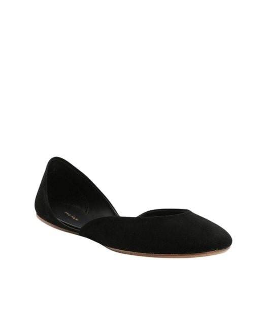 The Row Black Gemma Suede Ballet Flats