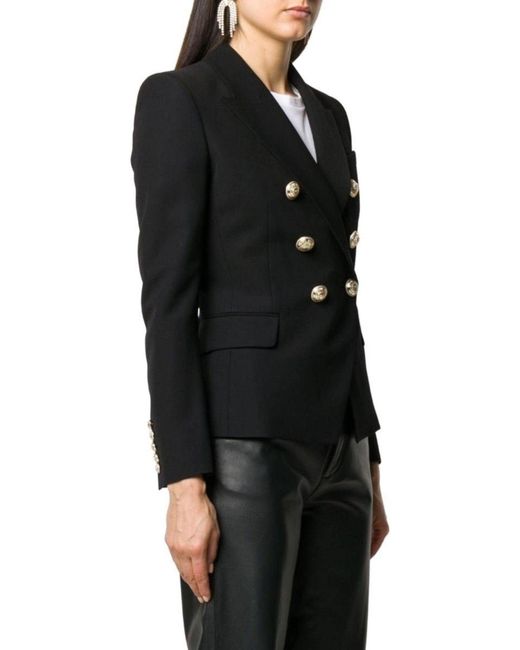 Balmain Blue Double Breasted Black Blazer Jacket