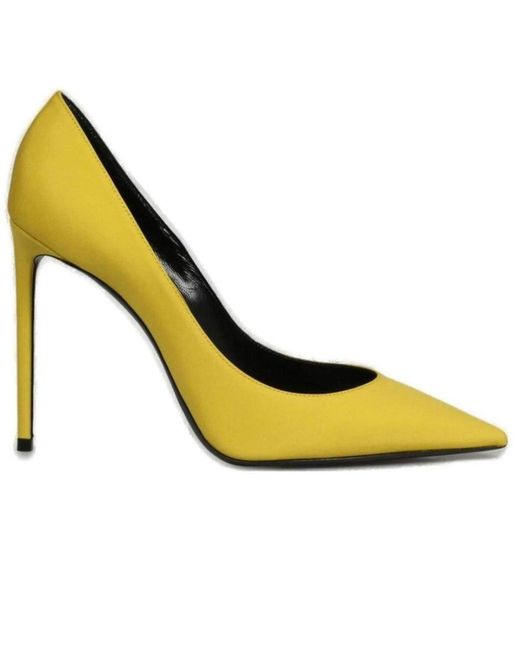 Saint Laurent Metallic Yellow 'zoe' Stiletto Pump