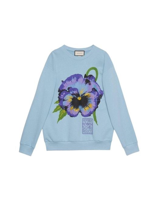 Gucci Blue Ken Scott Print Cotton Crewneck Sweatshirt