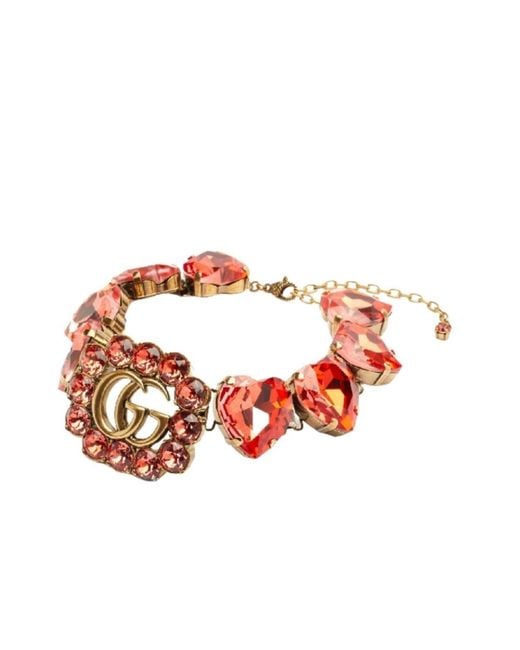 Gucci Multicolor GG And Heart Crystal-embellished Choker