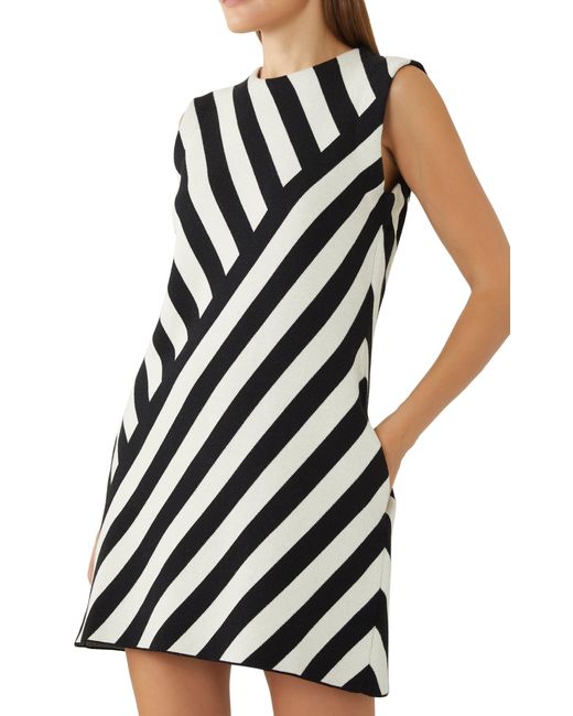 Gucci Black Striped Jacquard Sleeveless Dress